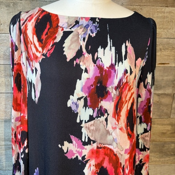 Kate Spade cordette long-sleeved watercolour floral black shift dress in size 8 - Picture 5 of 11